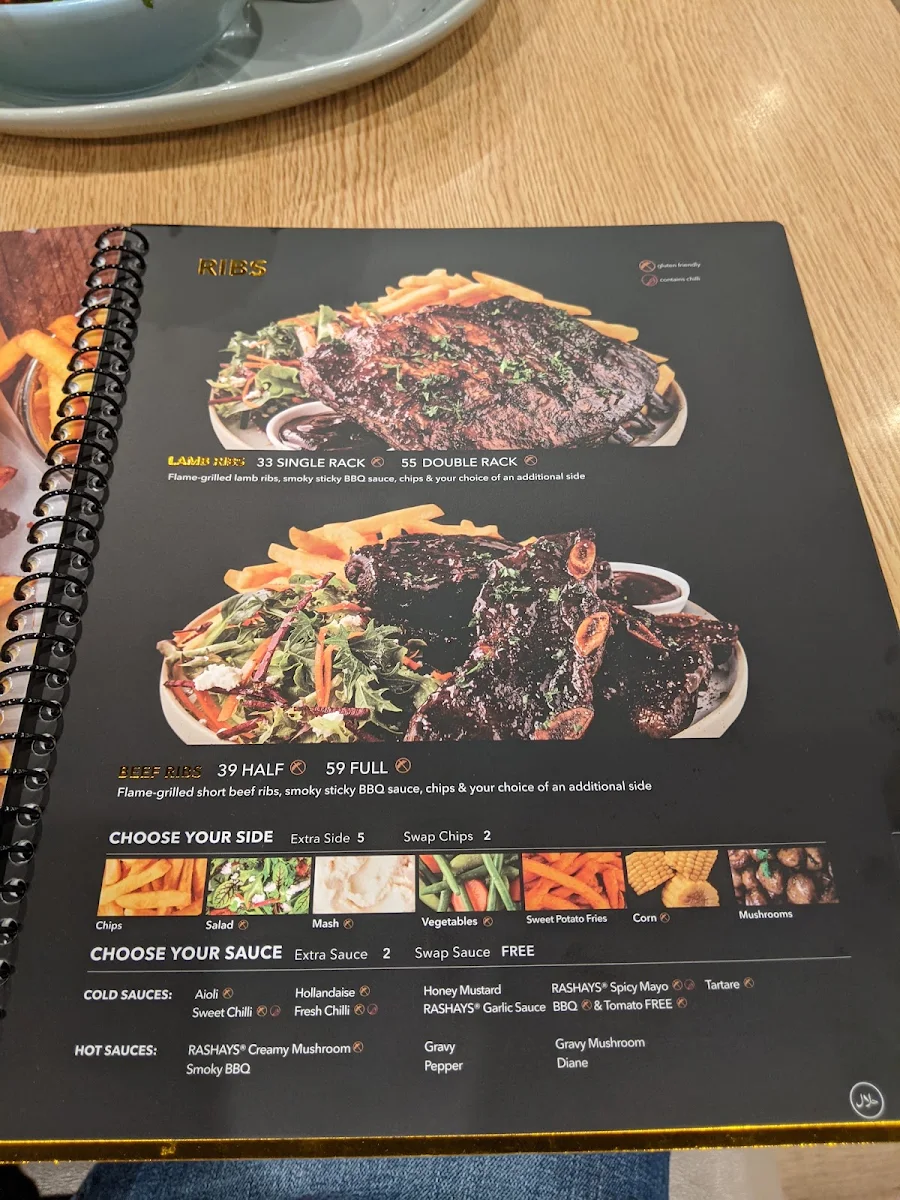 Menu, Rashays - Campbelltown