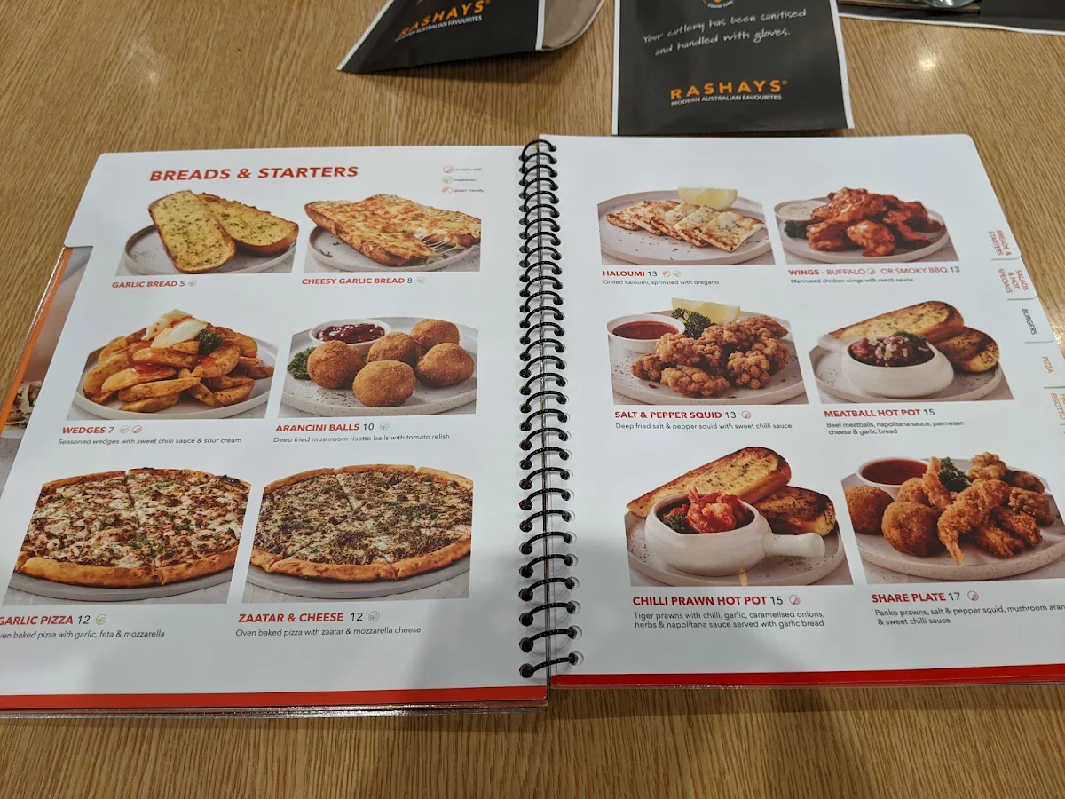 Menu, Rashays - Campbelltown