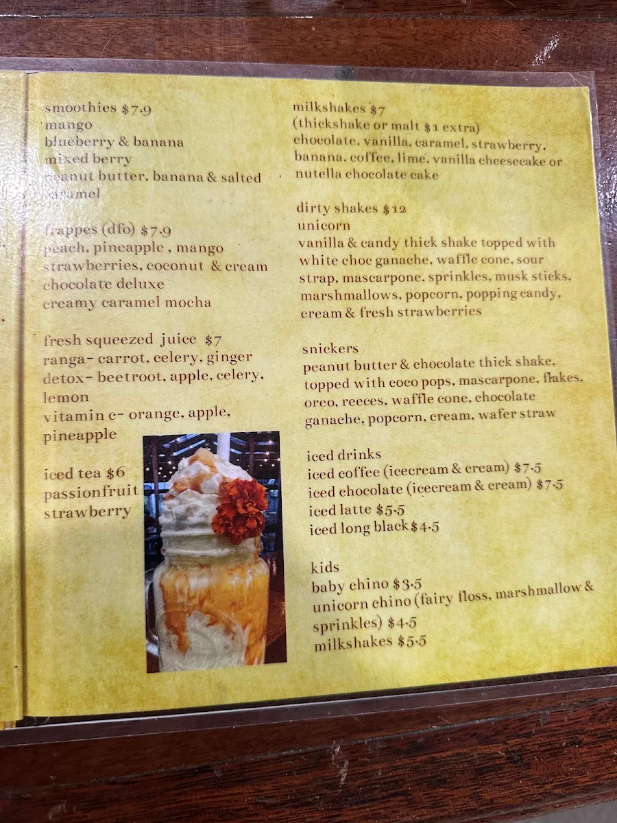 Menu, Warwicks Gardens Galore