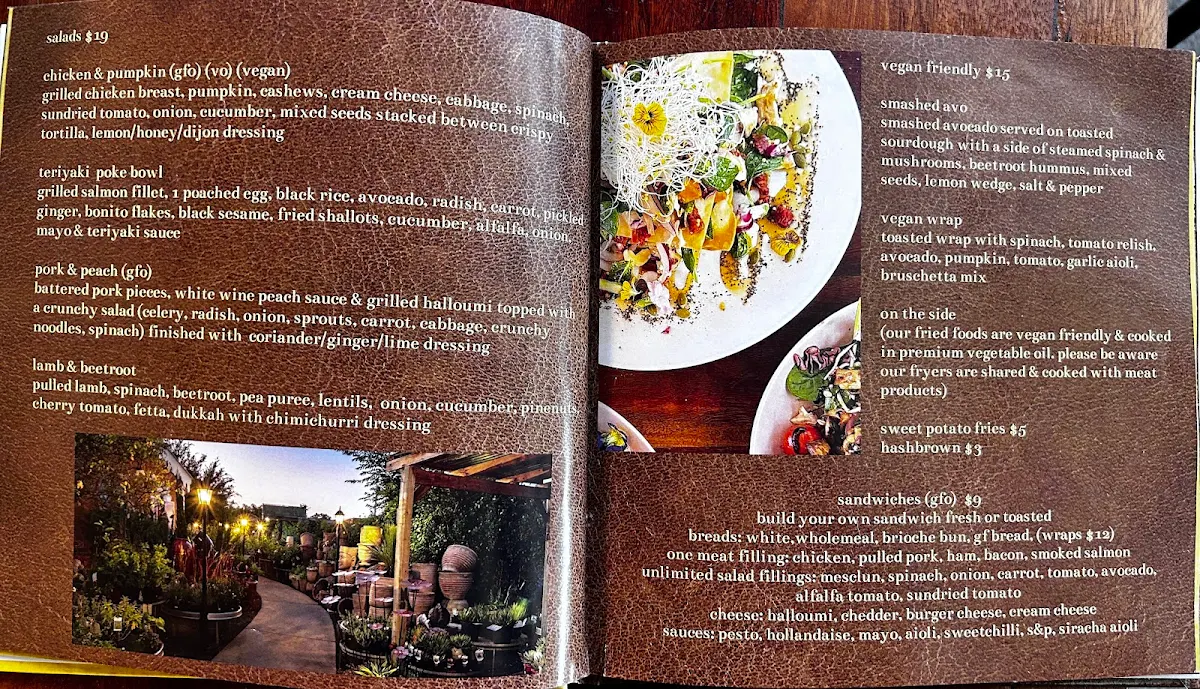 Menu, Warwicks Gardens Galore