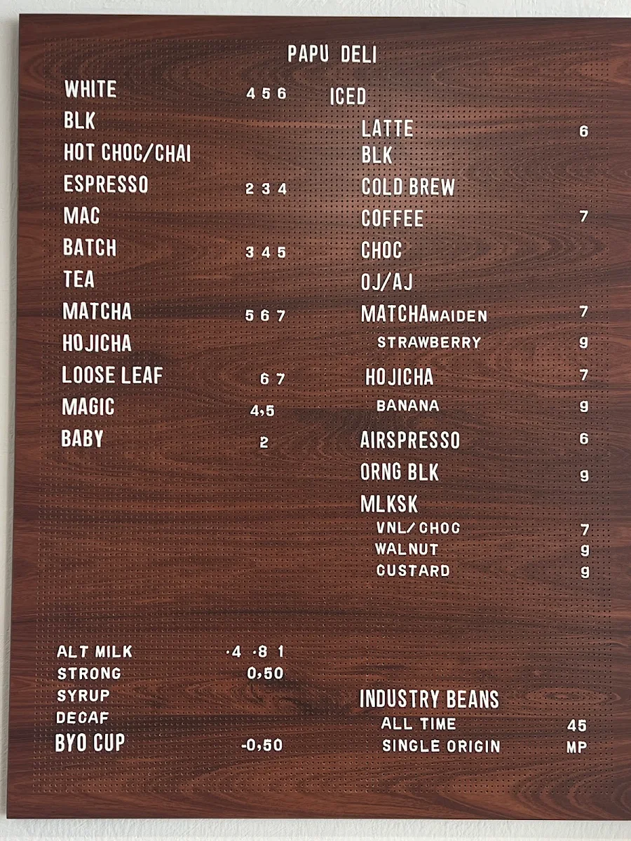Menu, papu deli
