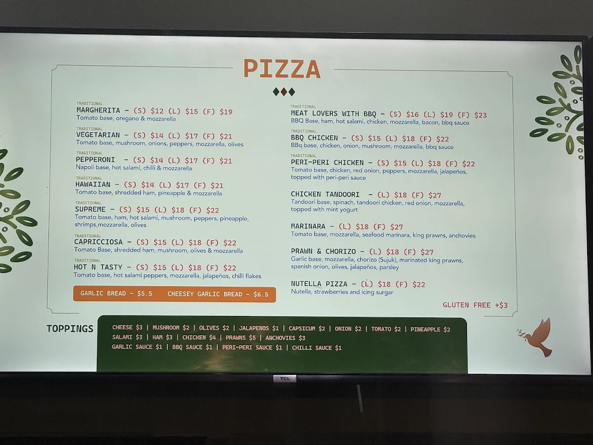 Menu, Olive Tree Bakery (Footscray)