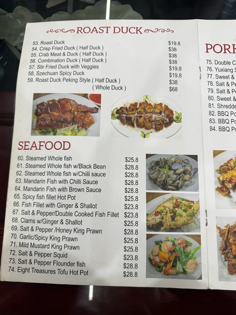 Menu, RuiJunGe Chinese Restaurant