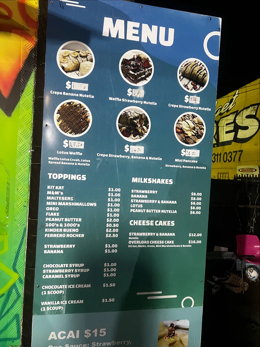 Menu, Magic Bites Crepes Acai