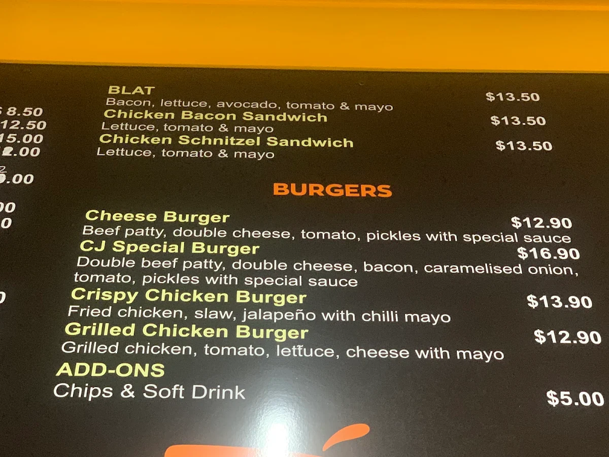Menu, Cousin Jacks Cafe