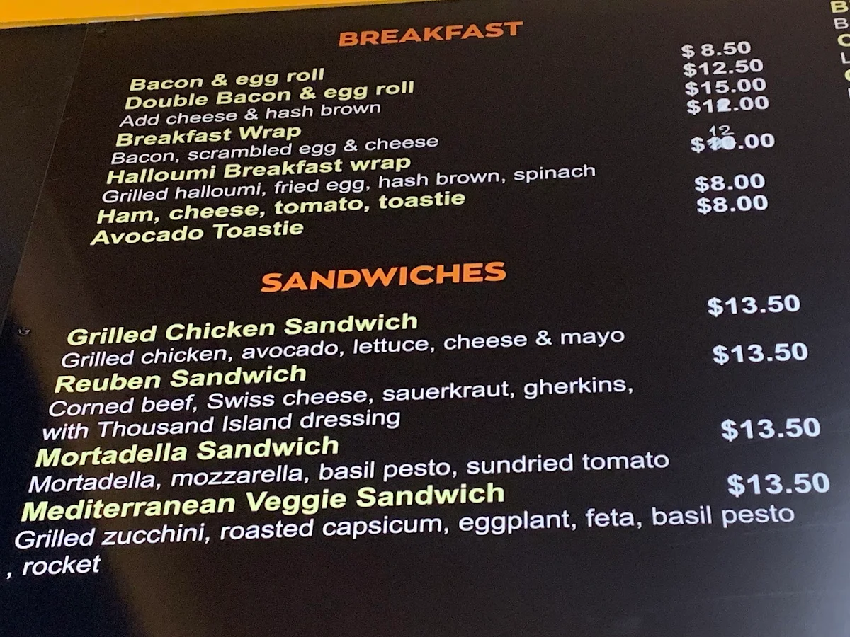 Menu, Cousin Jacks Cafe