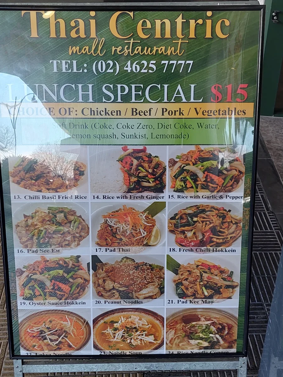 Menu, Thai Centric Mall Restaurant