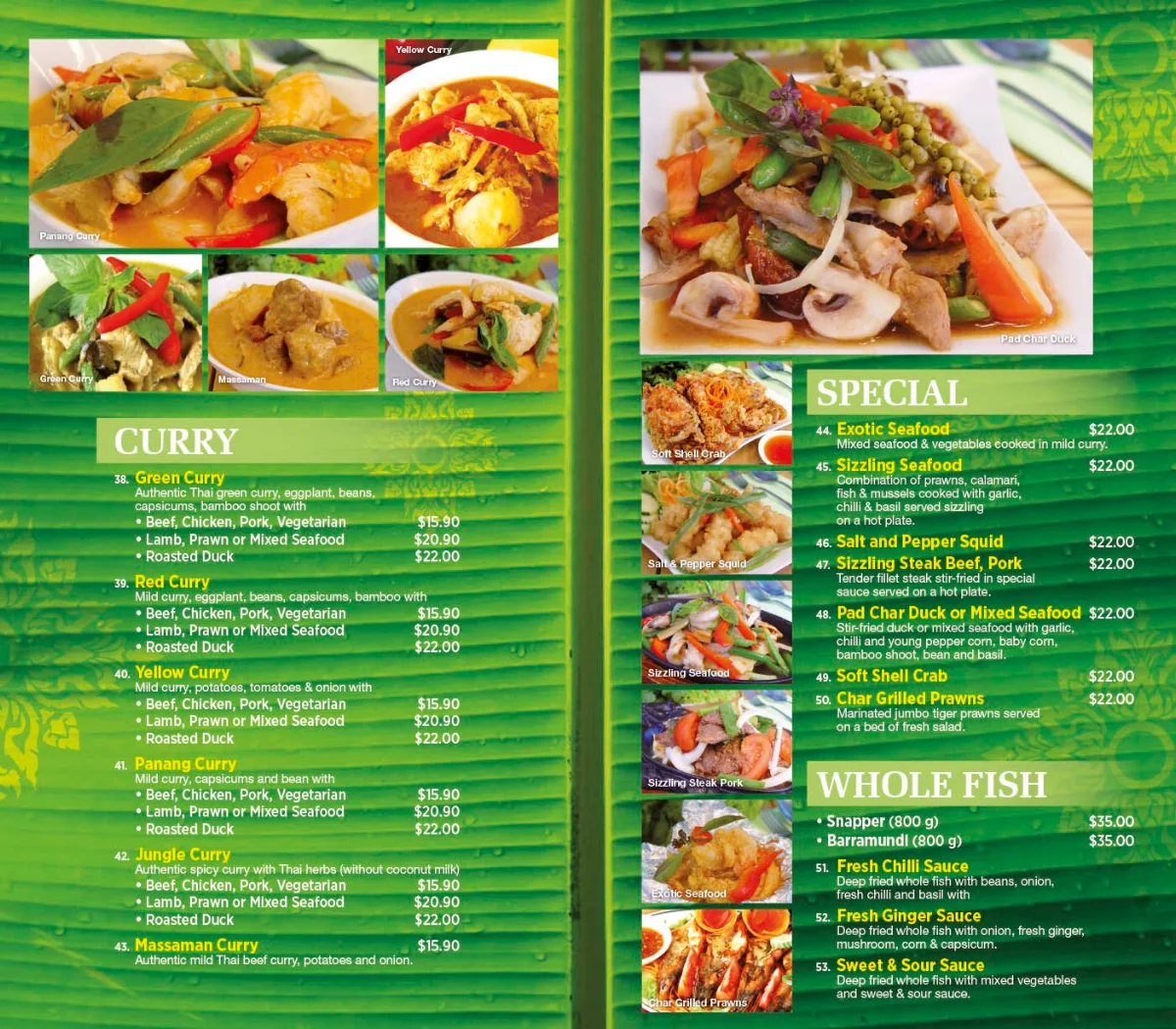 Menu, Thai Centric Mall Restaurant