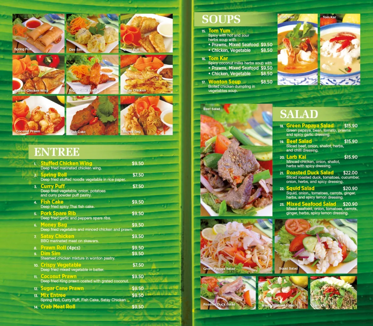 Menu, Thai Centric Mall Restaurant