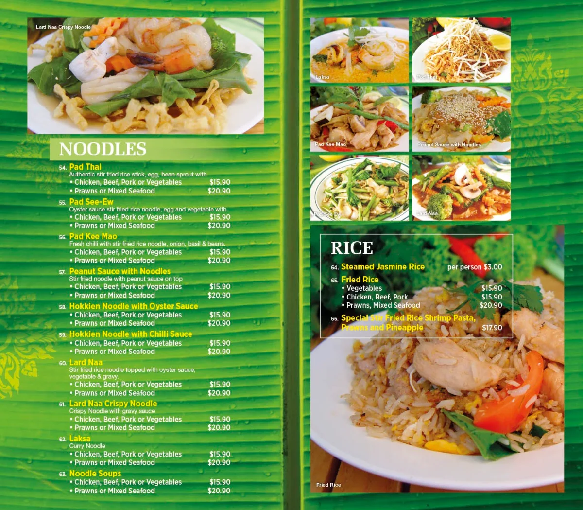 Menu, Thai Centric Mall Restaurant