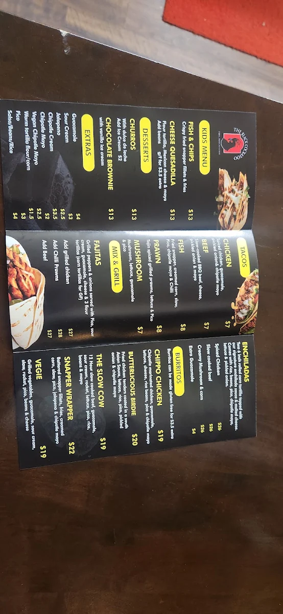 Menu, The Black Cockatoo Pizza Cafe
