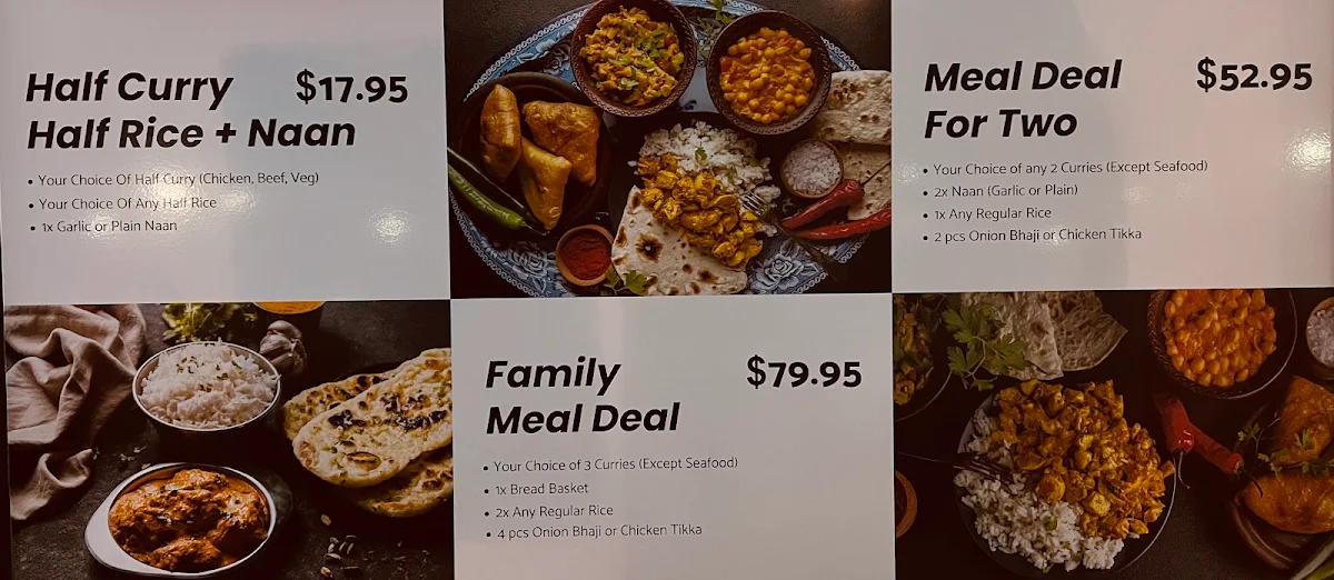Menu, Flagstone Royal Indian Cuisine
