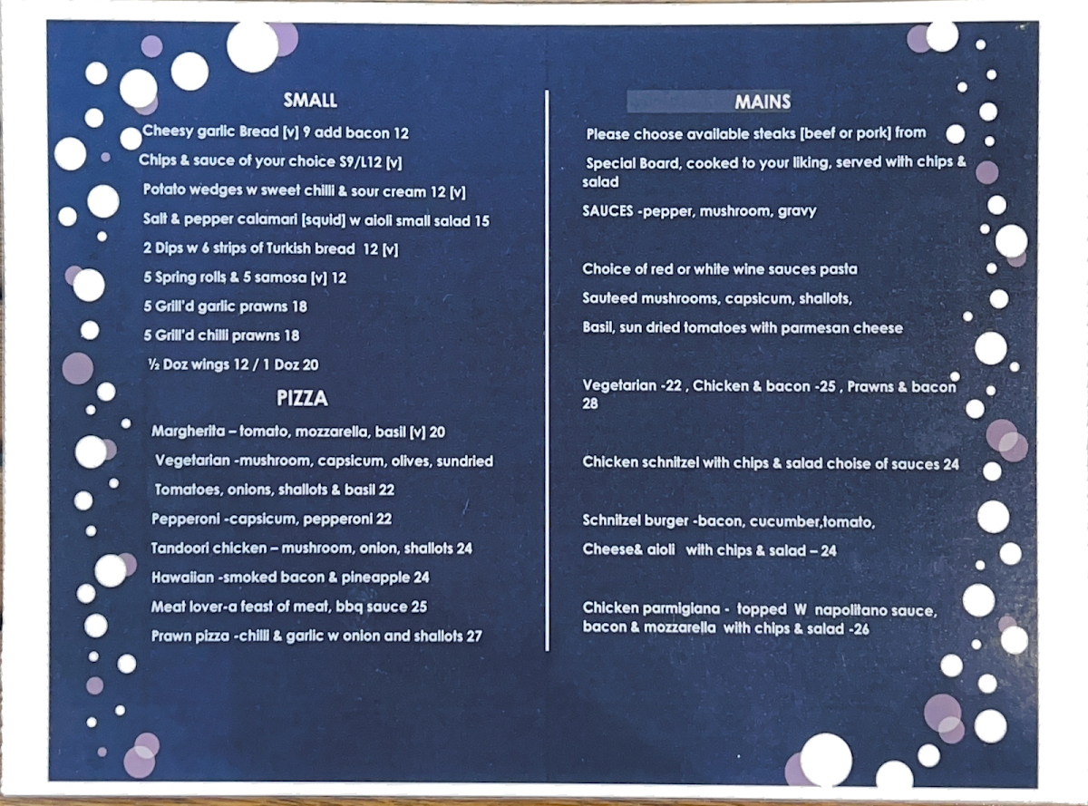 Menu, Qure Bar & Grill