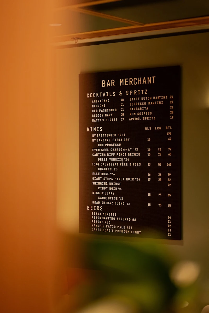 Menu, Bar Merchant