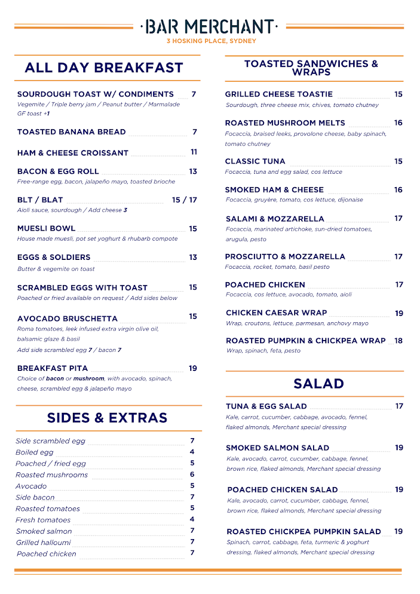 Menu, Bar Merchant