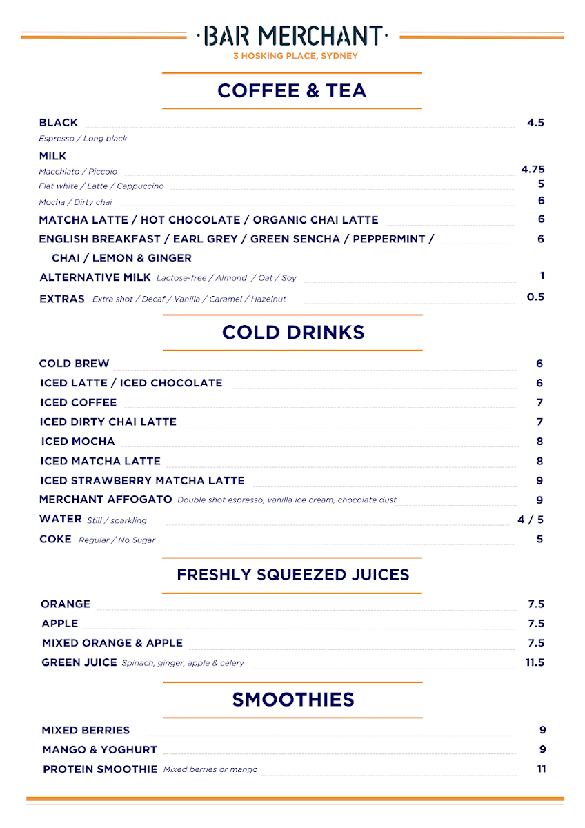 Menu, Bar Merchant