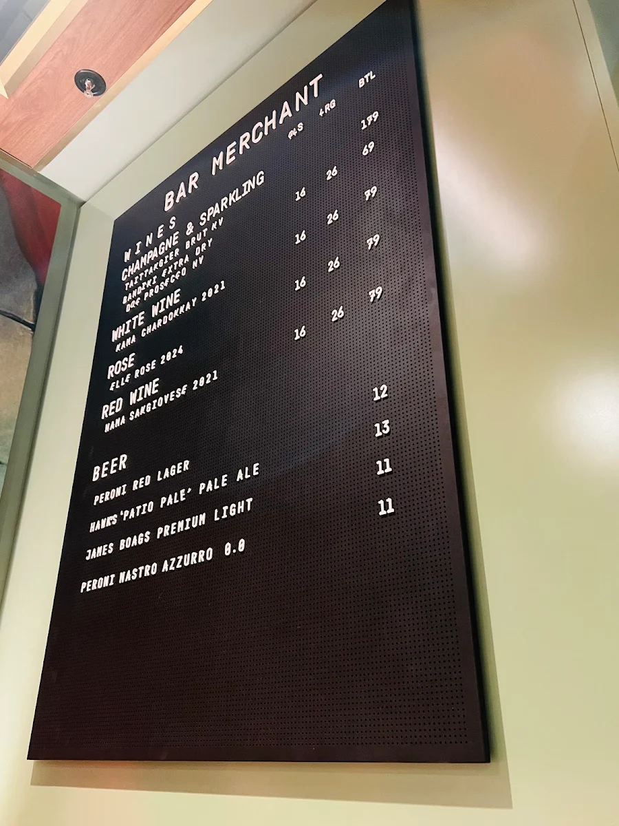 Menu, Bar Merchant