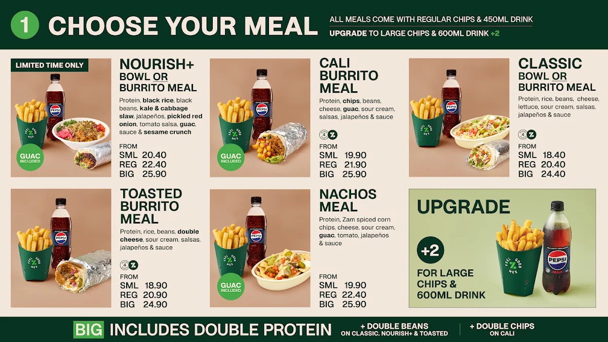 Menu, Zambrero East Perth