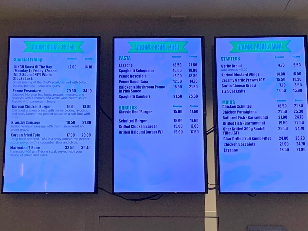 Menu, Fireside Brasserie at Kingsgrove RSL Club