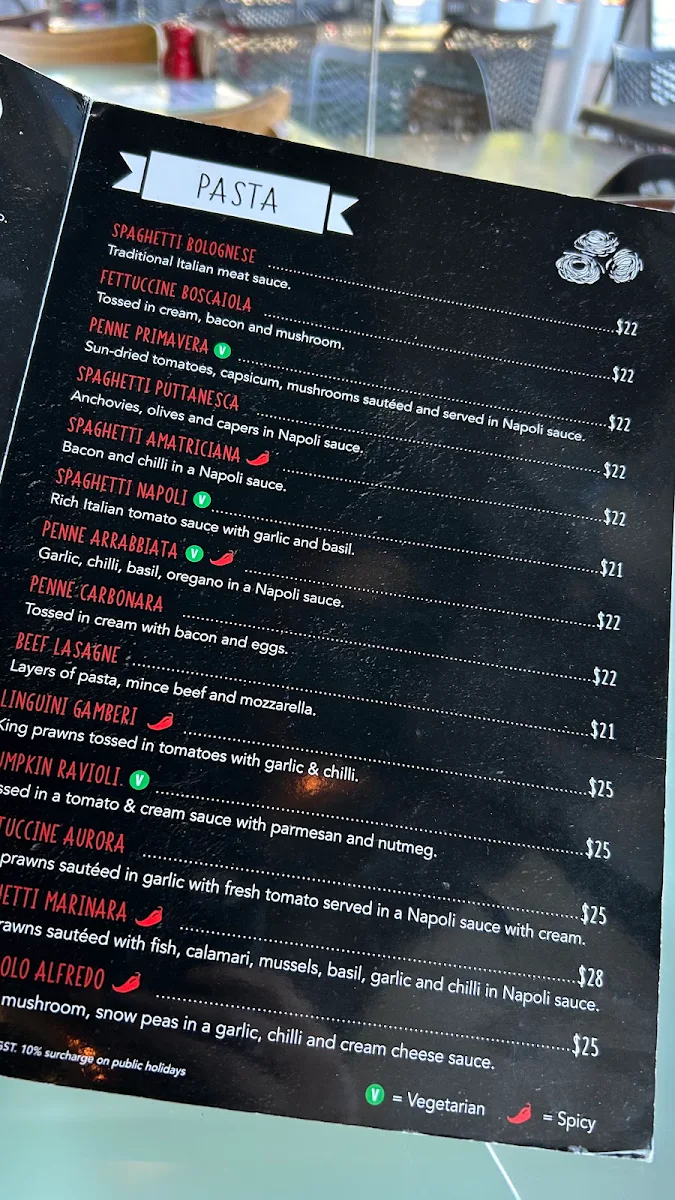 Menu, Joey's Pizza Pasta and Gelato