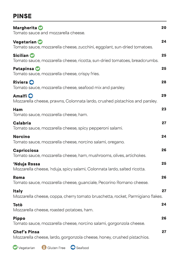 Menu, Italicious