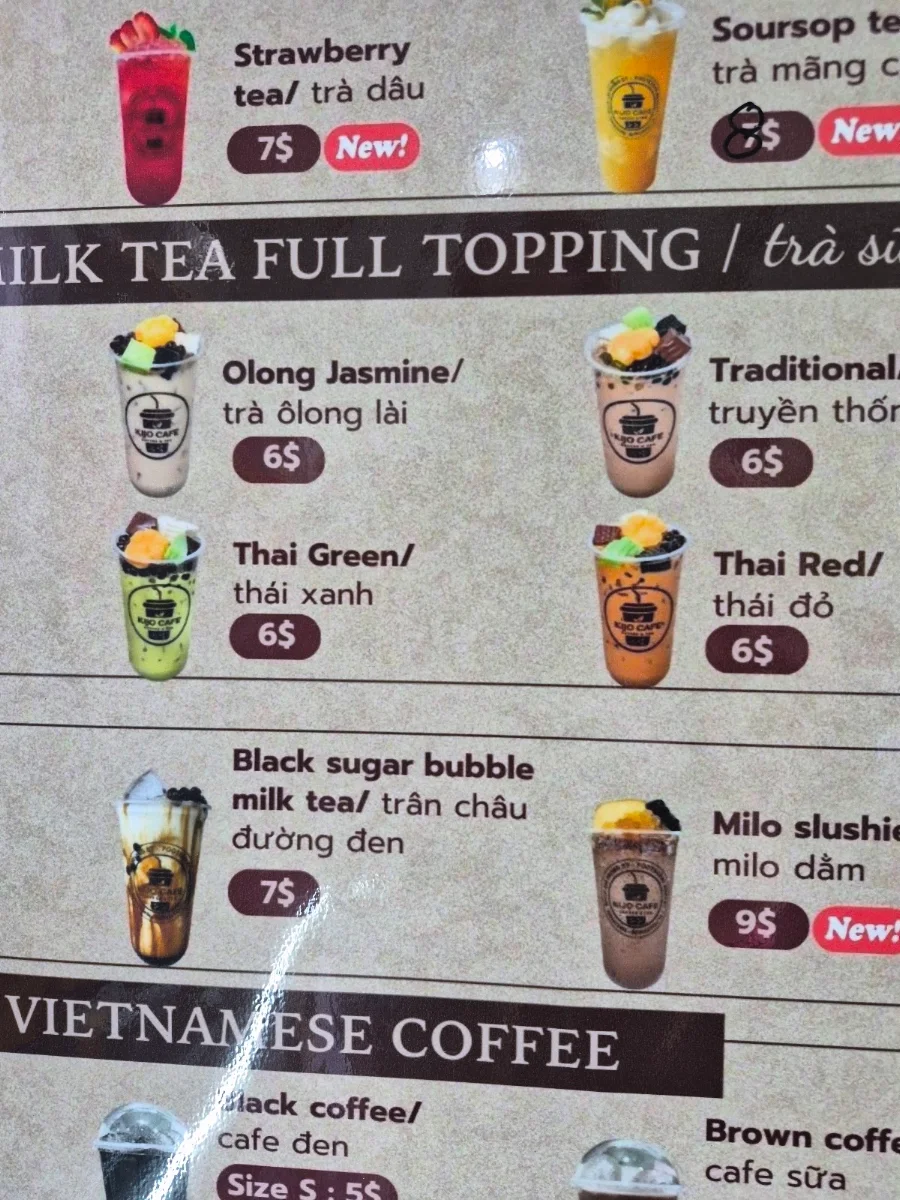 Menu, KIJO CAFE