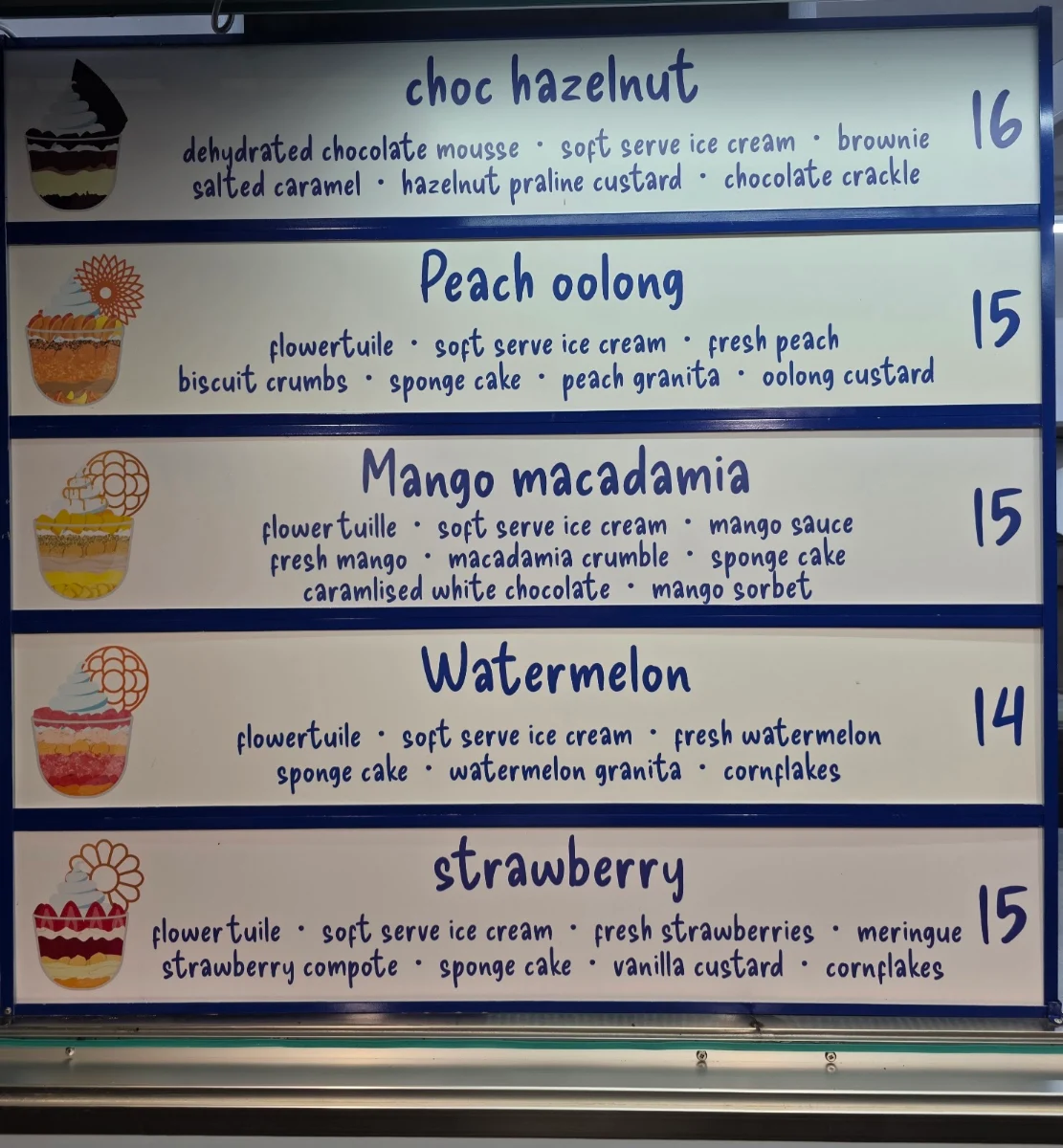 Menu, Kream'd parfaits