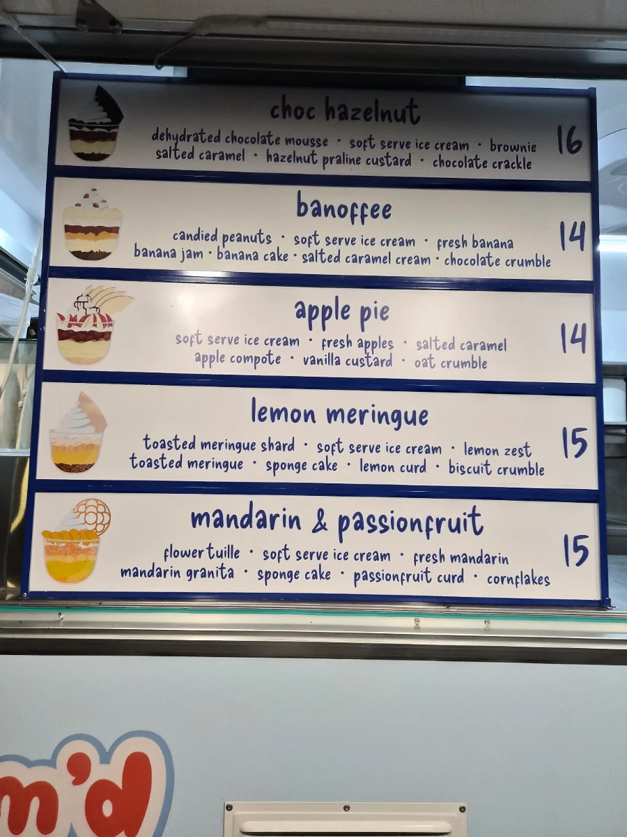 Menu, Kream'd parfaits