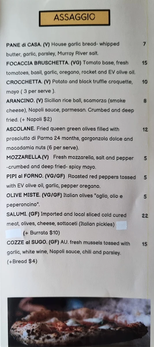 Menu, Double Zero Broadbeach