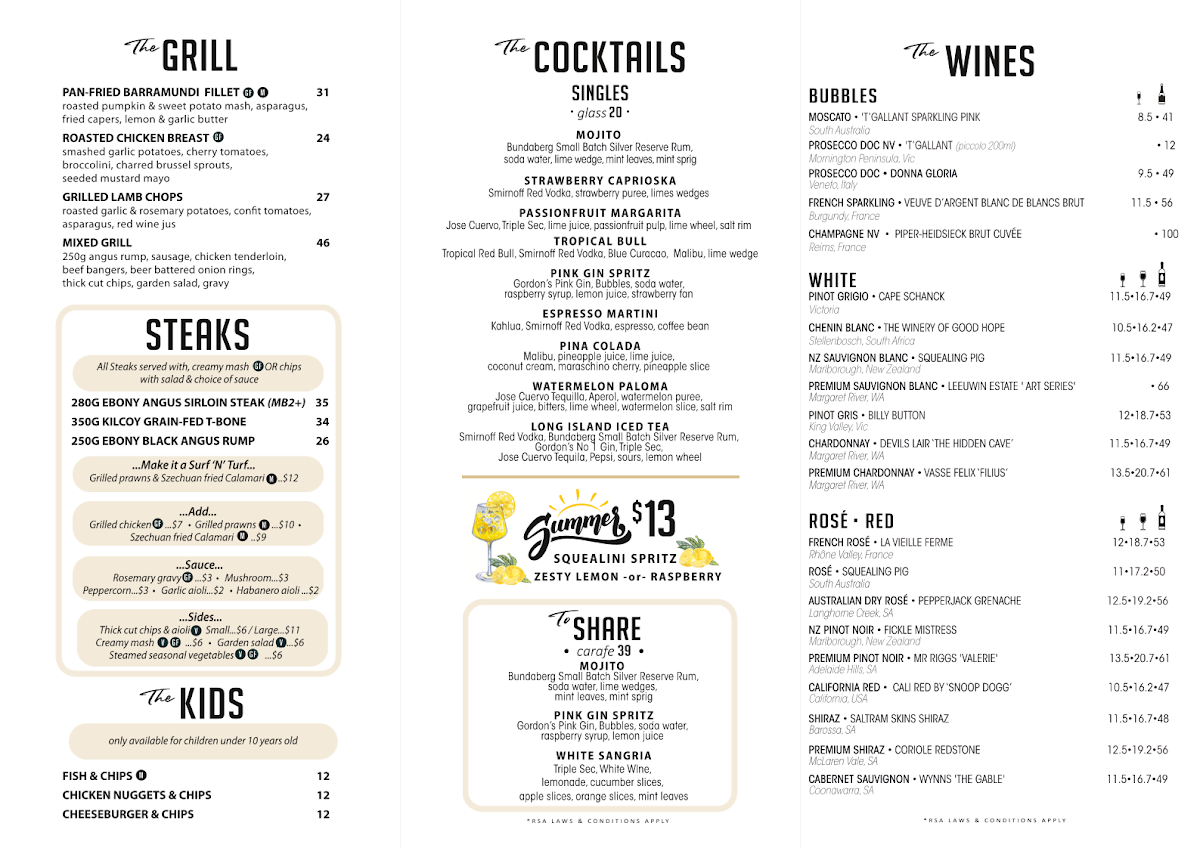 Menu, Maloney's Hotel