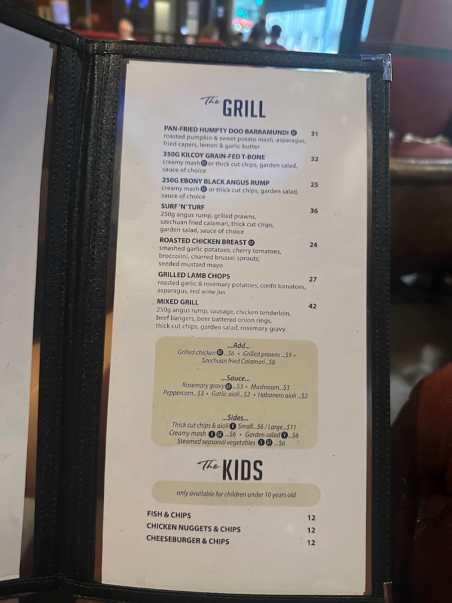 Menu, Maloney's Hotel