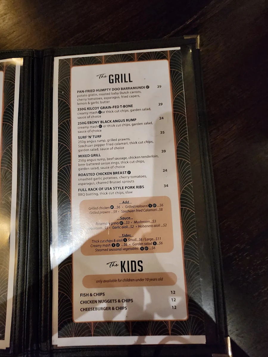Menu, Maloney's Hotel