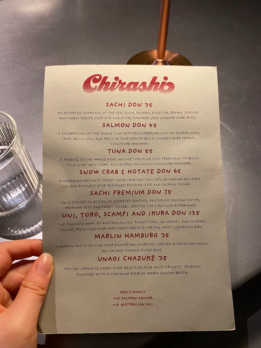 Menu, Sachi Melbourne | Omakase & Japanese Seafood Restaurant