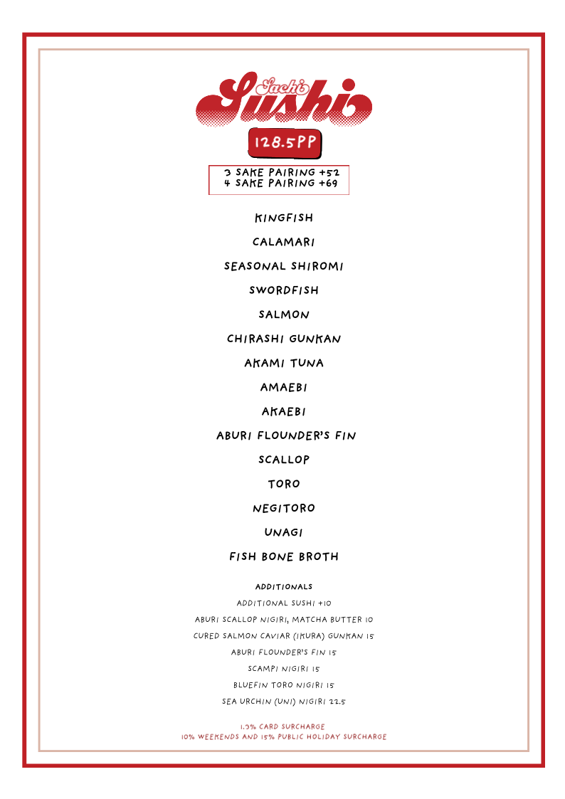 Menu, Sachi Melbourne | Omakase & Japanese Seafood Restaurant