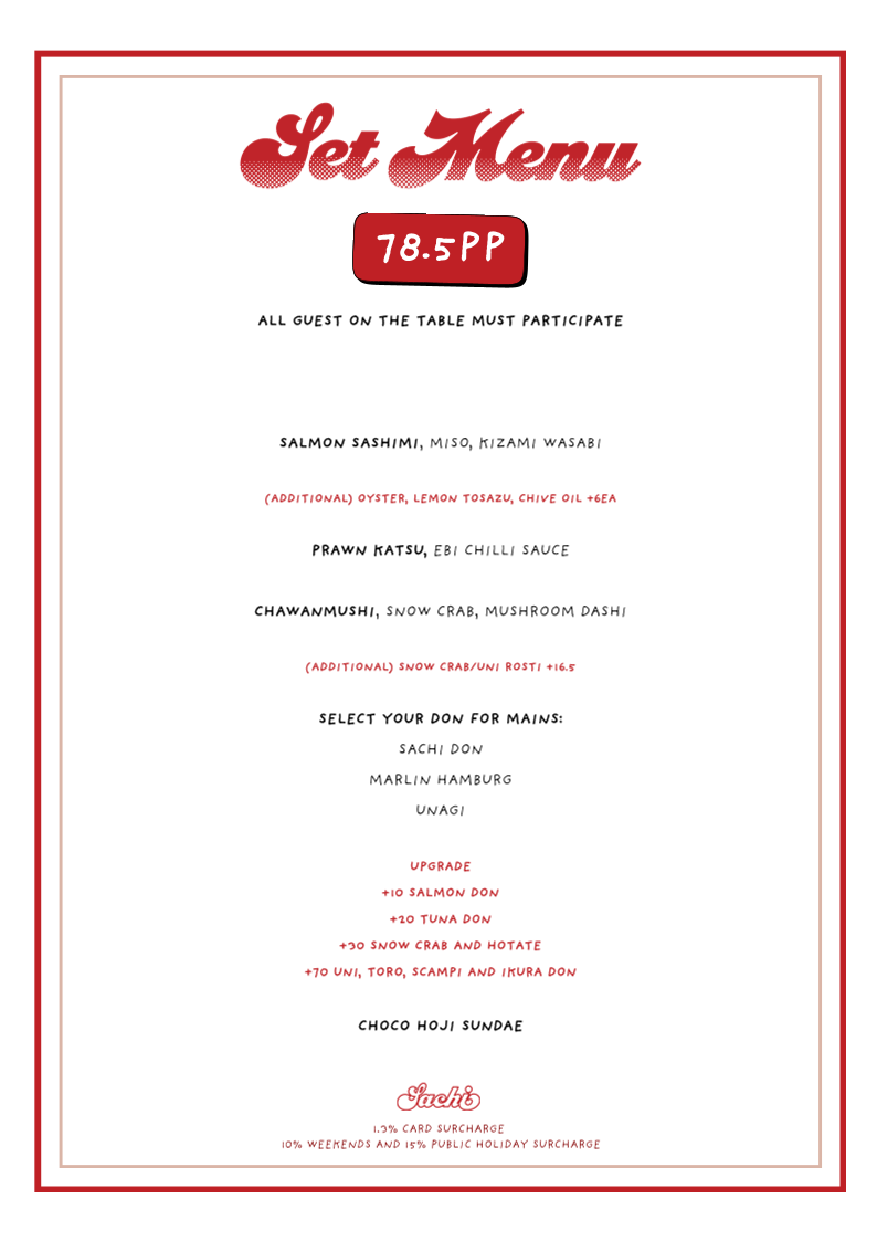 Menu, Sachi Melbourne | Omakase & Japanese Seafood Restaurant