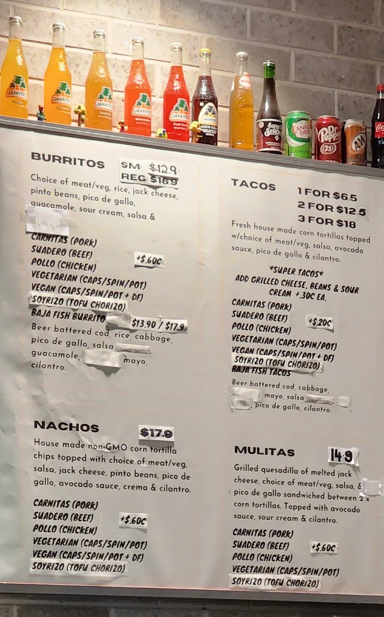 Menu, {antojitos} Taqueria- Newcastle