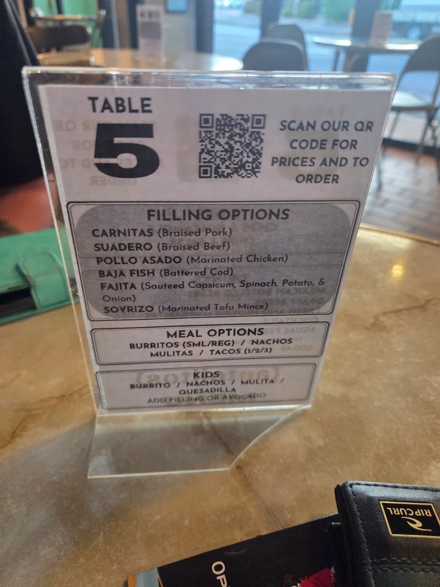 Menu, {antojitos} Taqueria- Newcastle