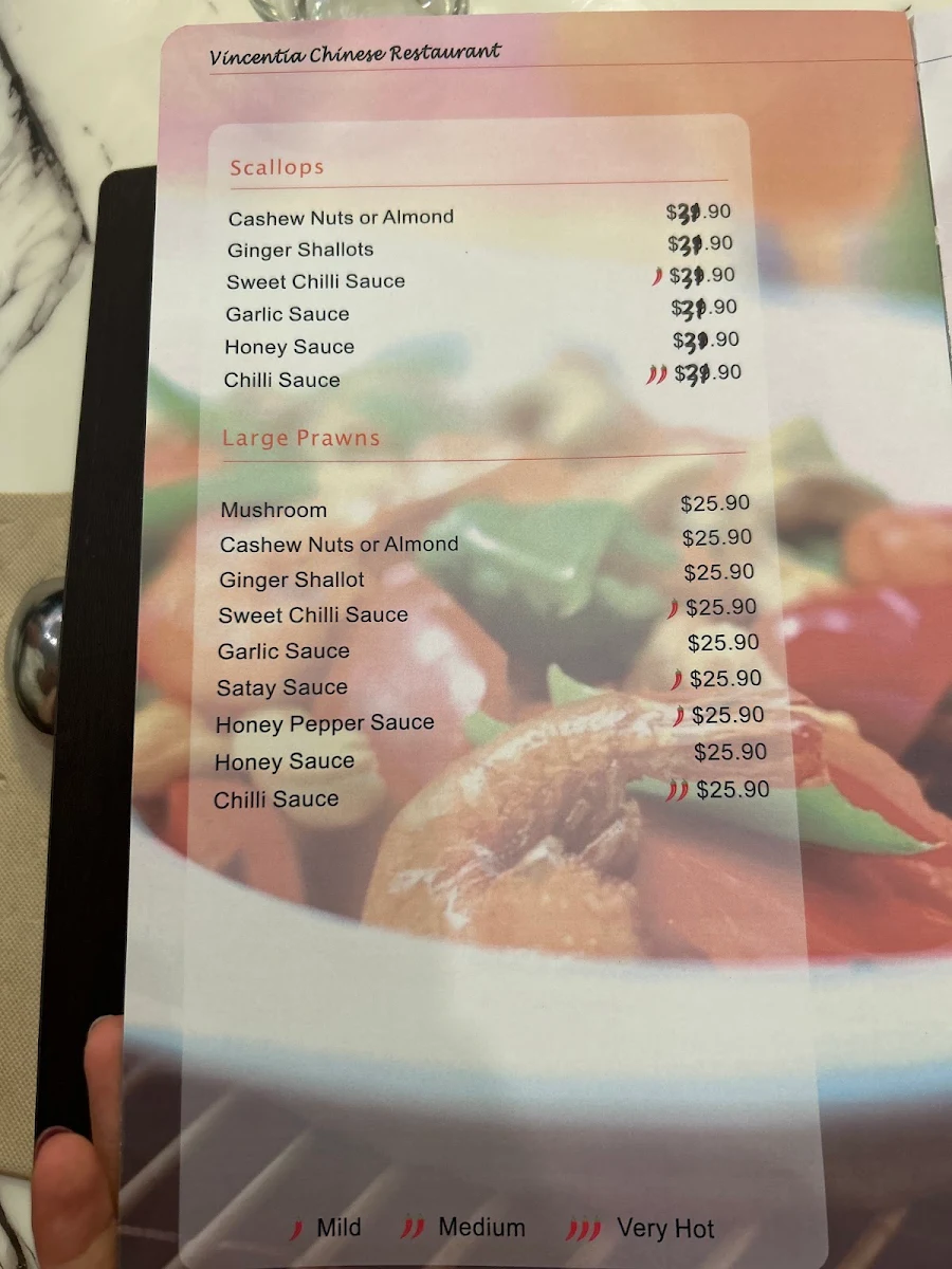 Menu, Vincentia Chinese Restaurant (Shopping Village)