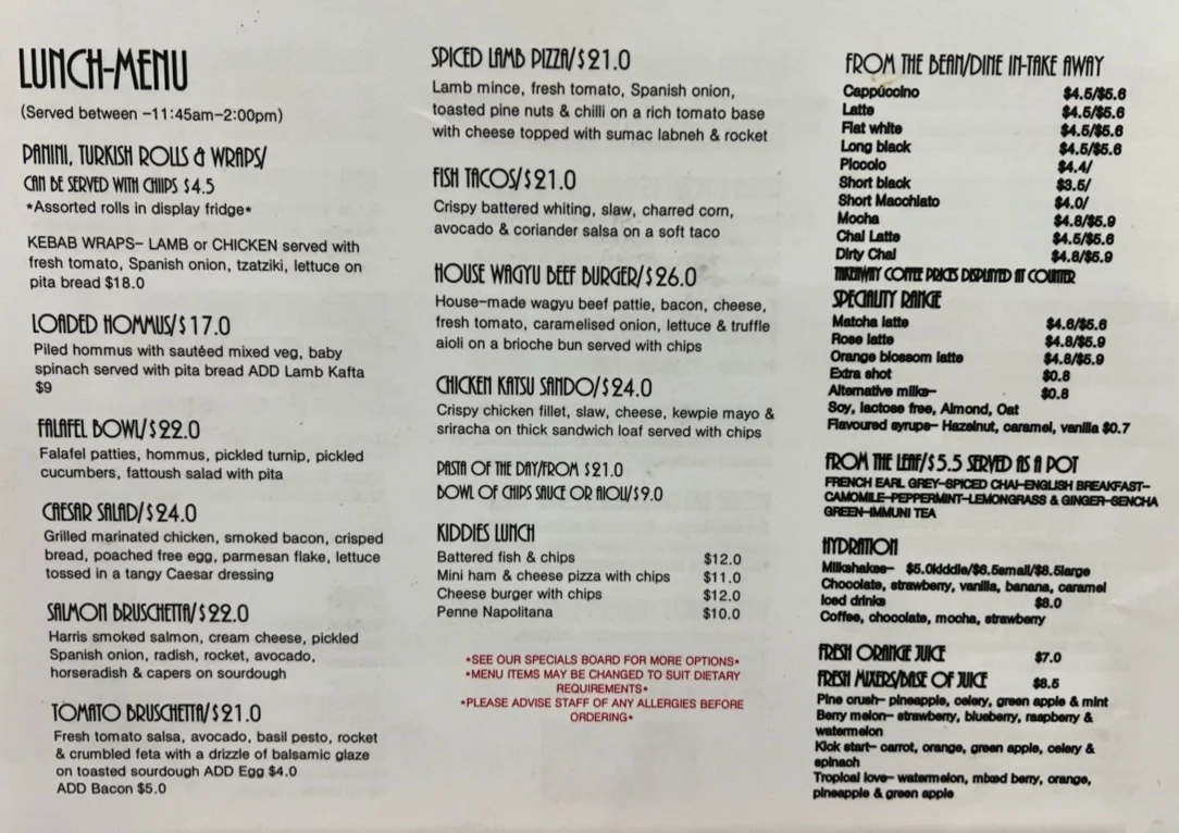 Menu, Hey George Community