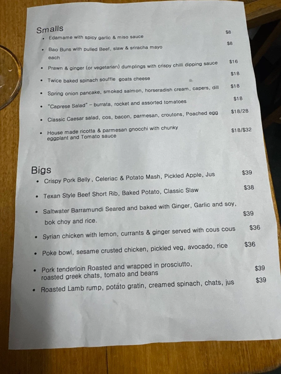 Menu, Treats at bogong ski centre