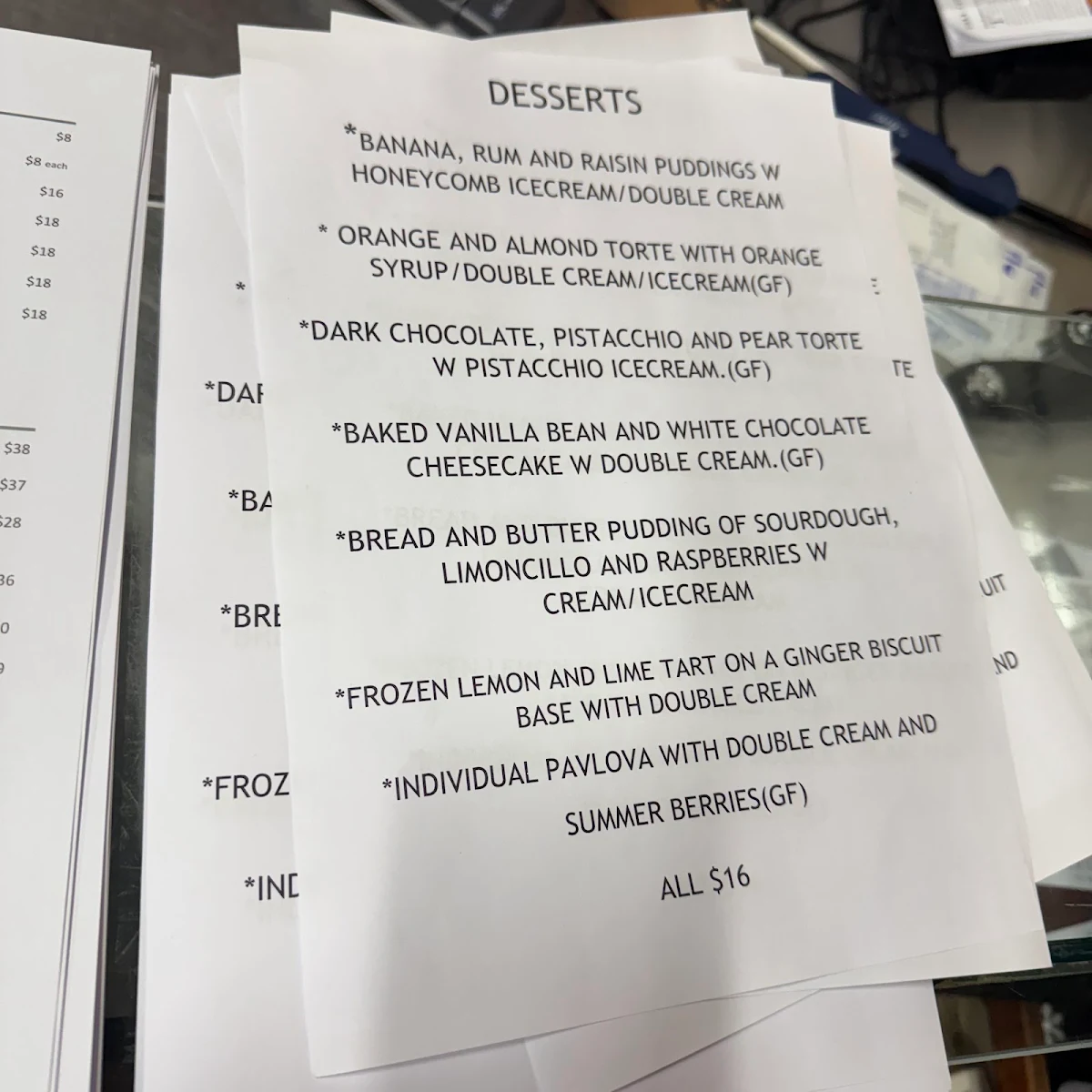 Menu, Treats at bogong ski centre
