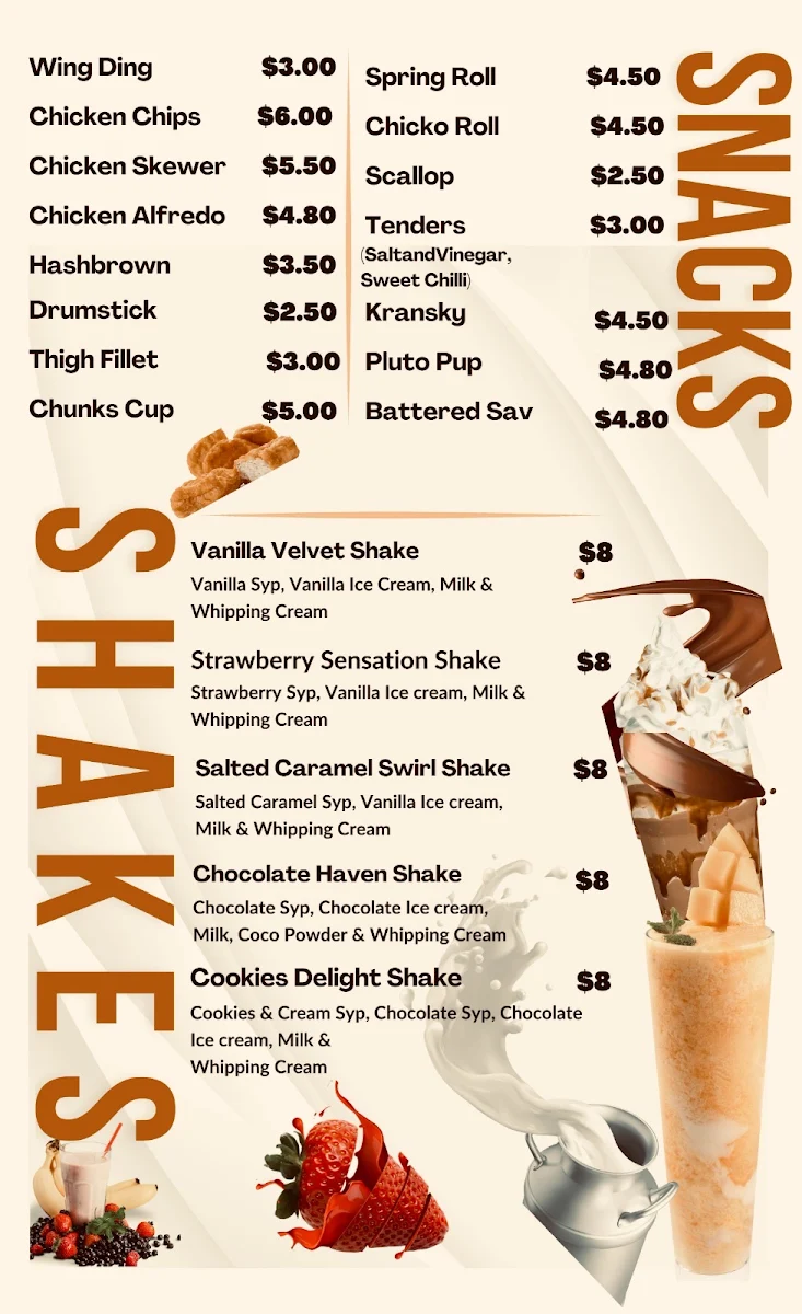 Menu, Tamworth Crunch Co