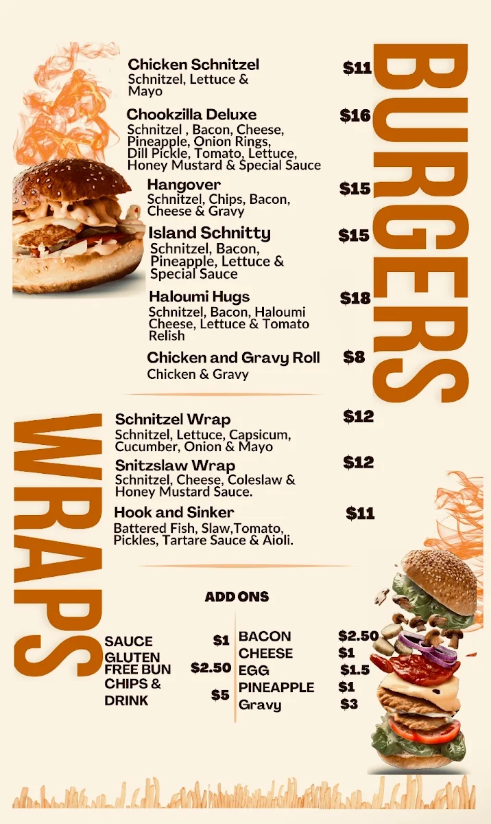 Menu, Tamworth Crunch Co