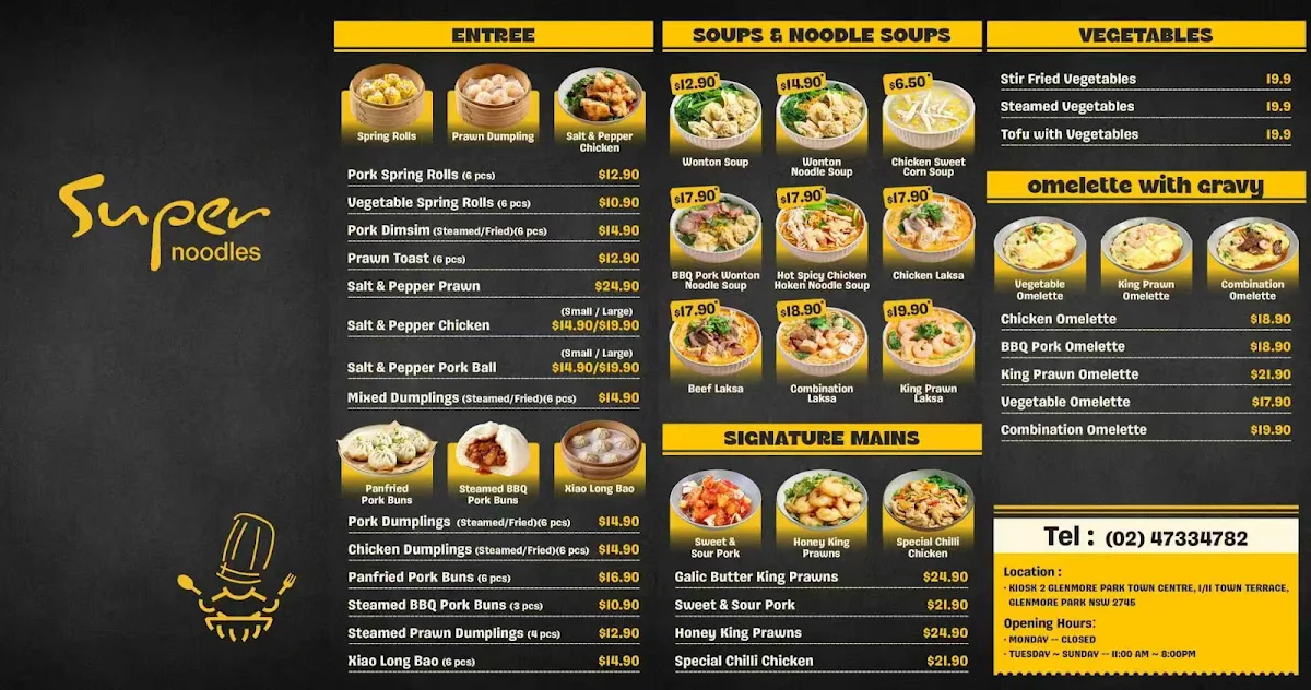Menu, Super Noodles