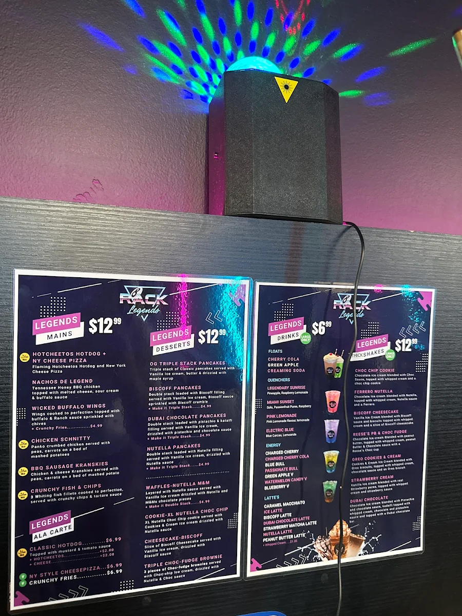 Menu, Rack Legends