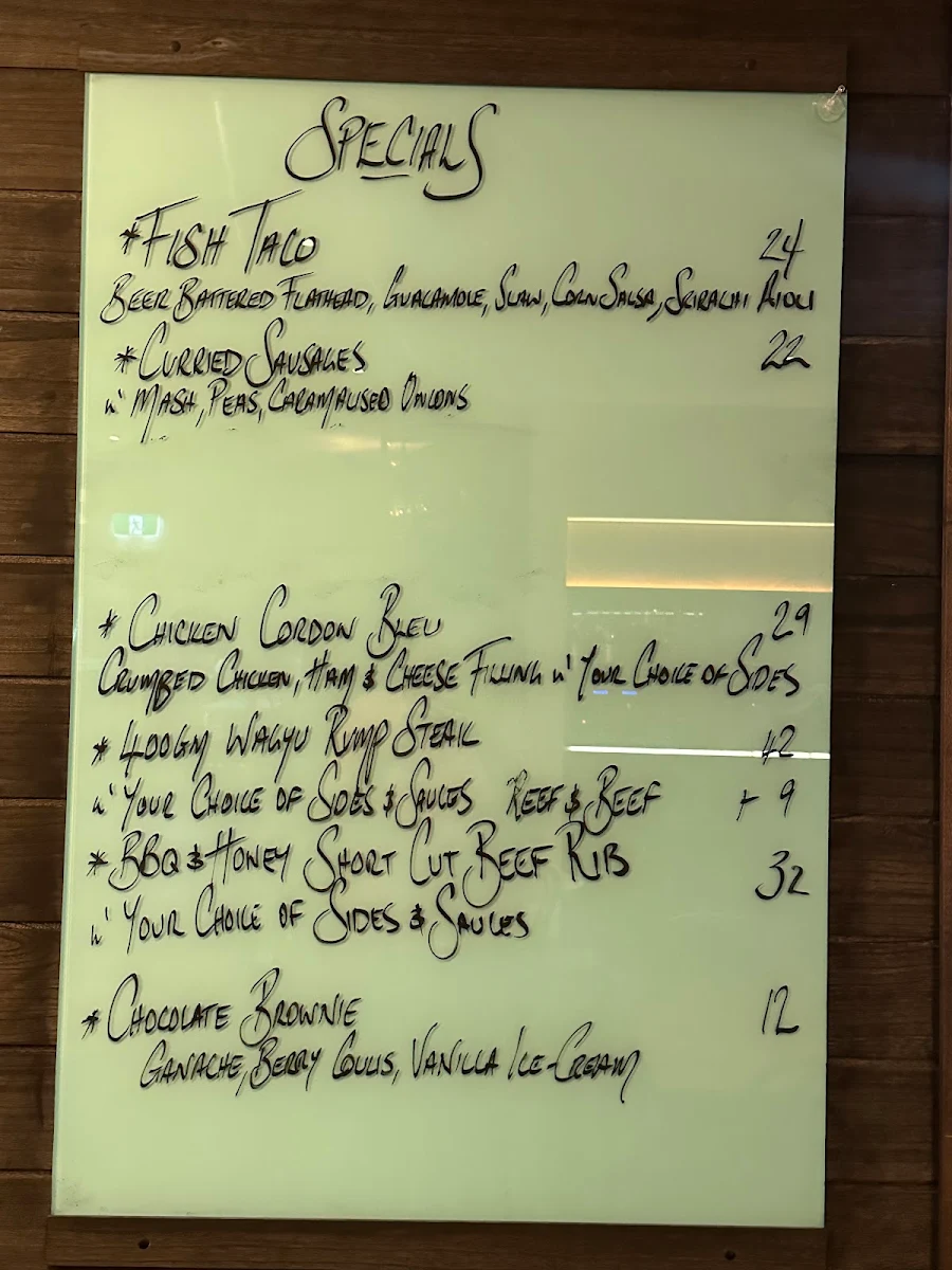 Menu, Star Hotel Albury