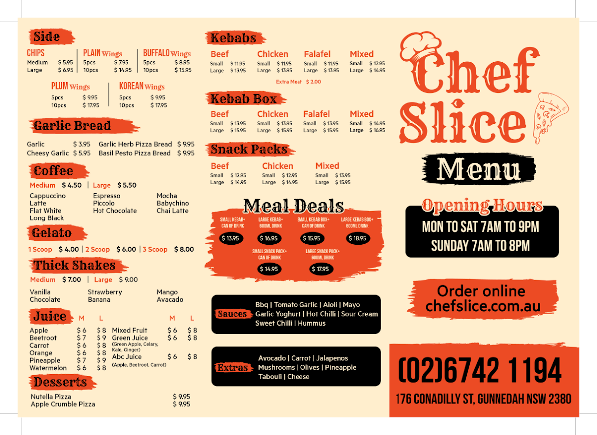 Menu, Chef Slice