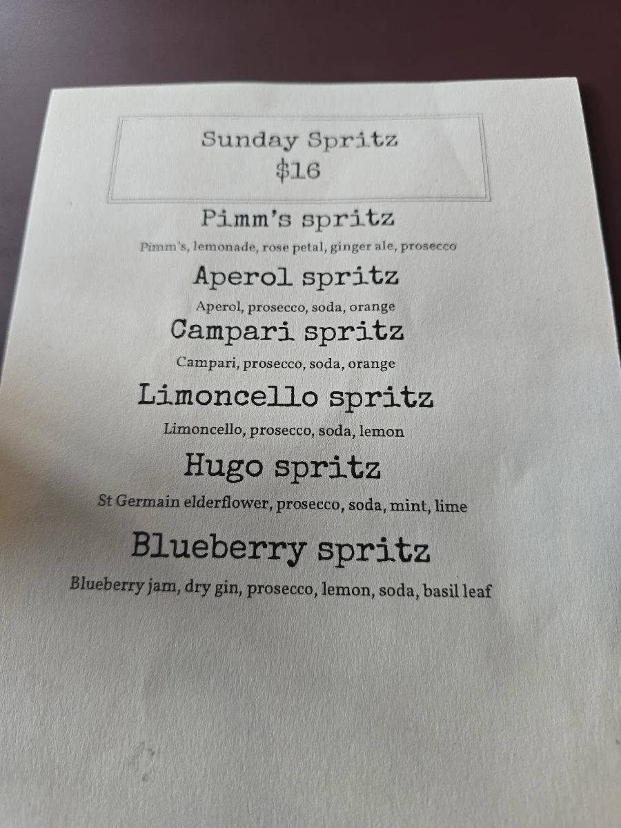 Menu, Fallow Liquor & Eatery