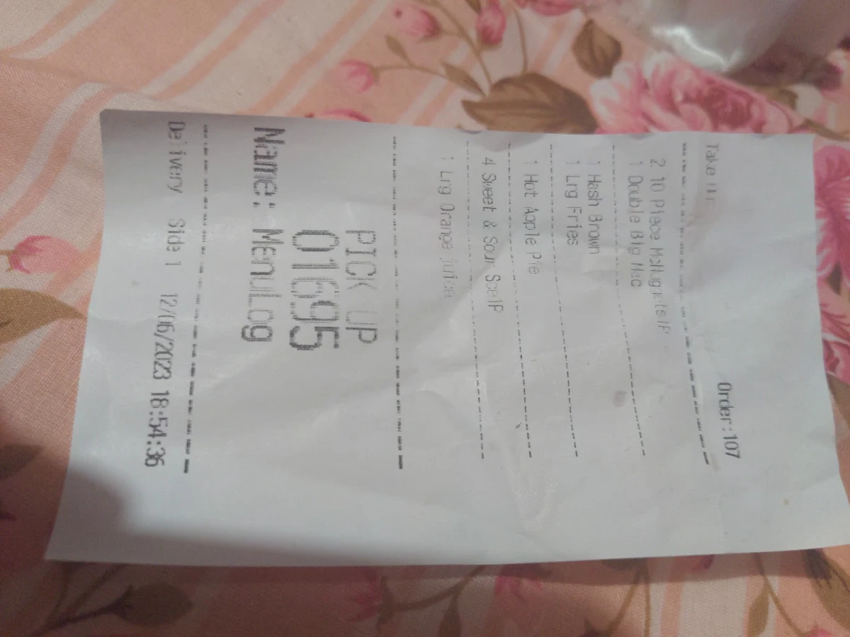 Menu, McDonald's