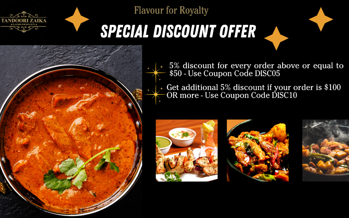 Menu, Tandoori Zaika